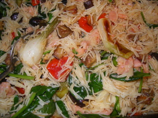 sockeye popeye pasta met geroosterde groenten