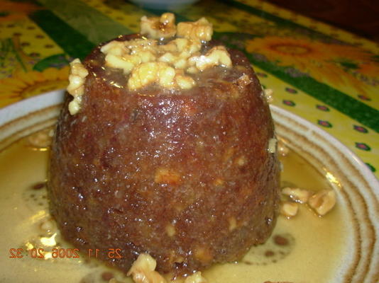 gemakkelijk plakkerige toffee, appel en cognac pudding