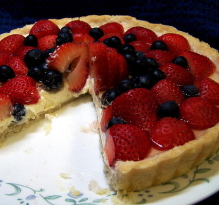 rood, wit en bosbessen taart