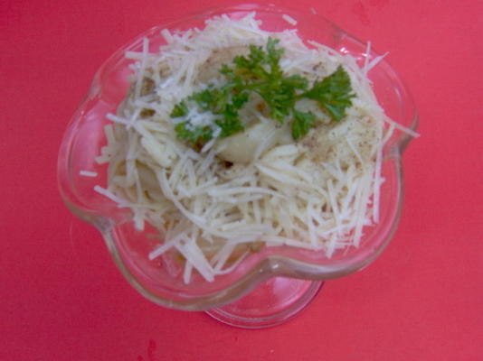 spaghettini met geroosterde knoflook