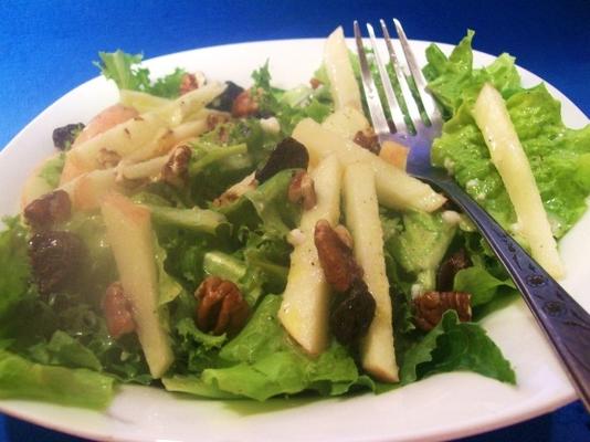 appel, gedroogde kers en pecannootsalade met esdoorndressing