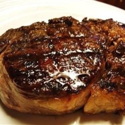 bourbon gebarbecued rib-eye steaks