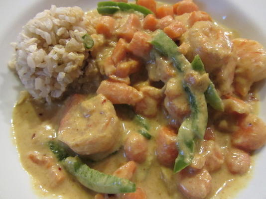 garnalen in gele curry (gang lueng goong)