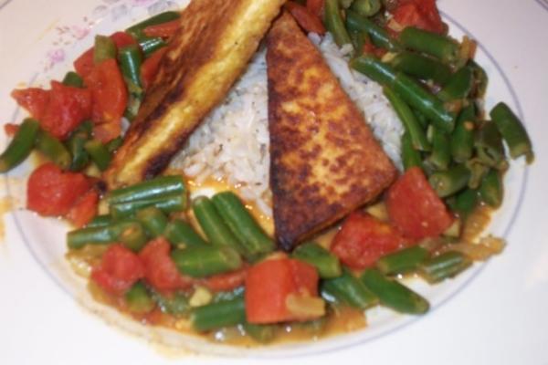 curried tofu en groene bonen