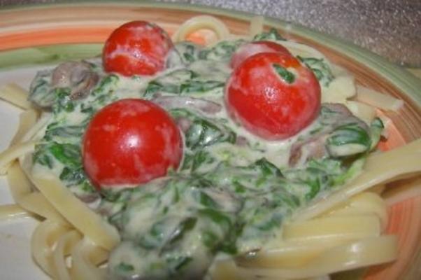 Fettuccine met spinazie roomsaus