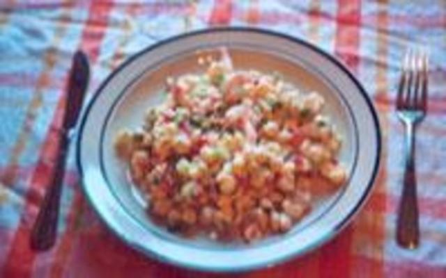 lichte garnalen en pastasalade