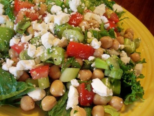 15 minuten Griekse salade van garbanzo bonen