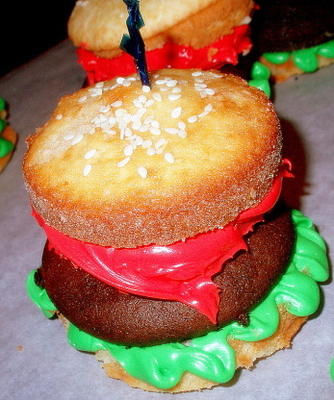 schattige hamburger cupcakes