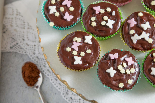 dubbele chocolade mini cupcakes
