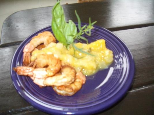 gebakken garnalen met mangosalsa