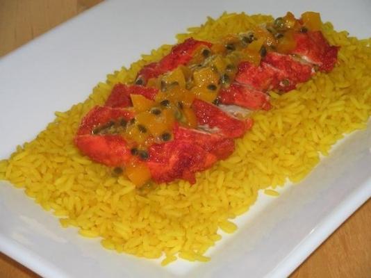 kippentandoori met passievrucht en abrikozenchutney