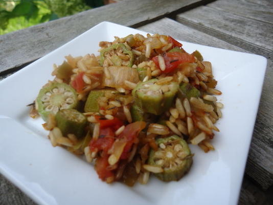 koekenpan okra en rijst