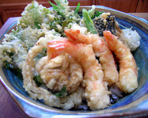 tempura donburi - pees - tempura rijstkom