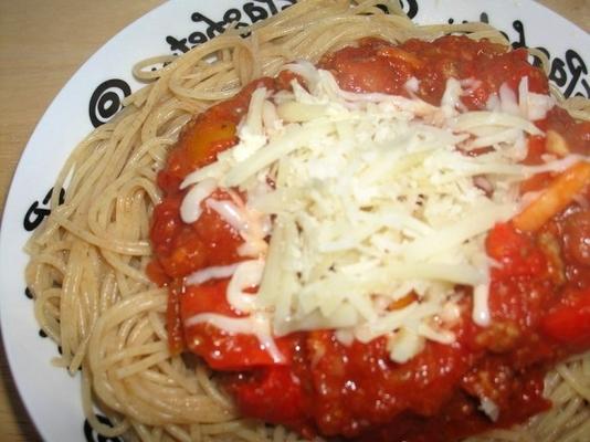 lichte spaghetti en vlees saus