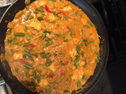 rode curry met tofu en groenten