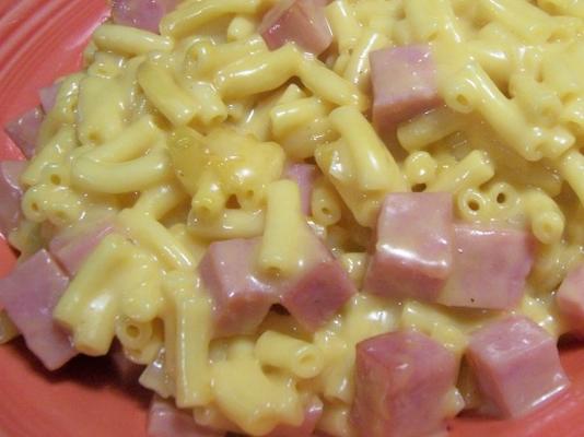 blauwe plaat macaroni en kaas met ham