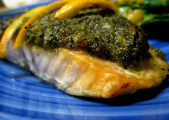 zalm met pesto korst