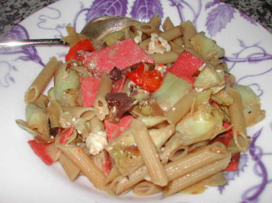 penne met artisjokken en feta