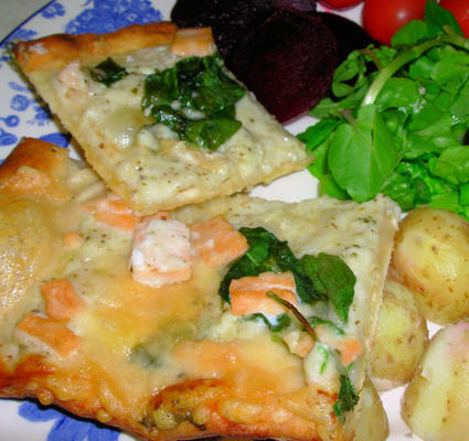 gerookte zalm en geitenkaas pizza