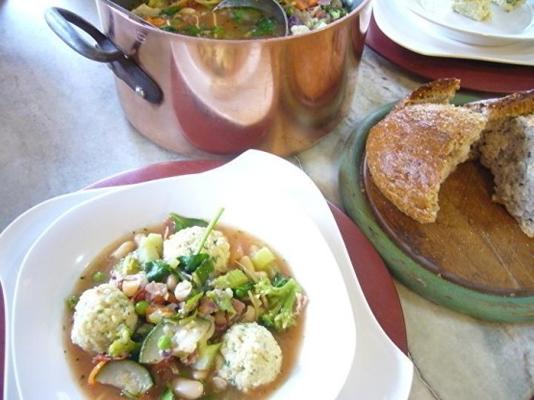 oogst een minestrone met dille aardappelkernbollen