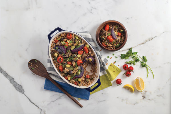 warm geroosterde groente farrosalade