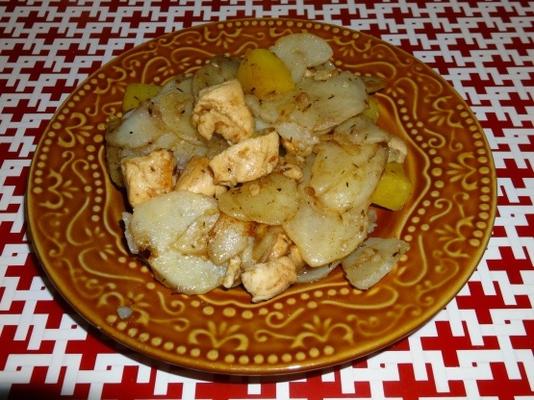 zoete en pittige kip en aardappel koekepan sp5