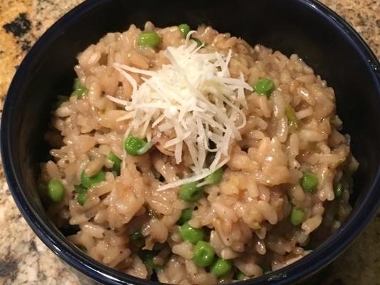 risotto met erwten en groene uien