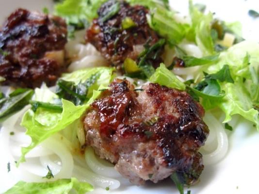 broodje cha (Vietnamese varkensvleesgehaktbal en noedelsalade)