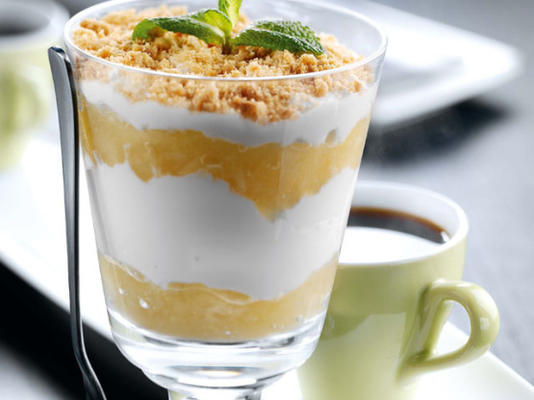 granny smith apple and fage totale syllabub crumble