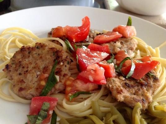 Linguine With Lemony Turkey Patties and Fresh Tomato Sauce