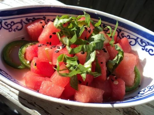 watermeloen salade met jalapeno en limoen
