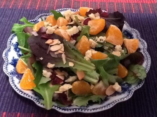 satsuma-sinaasappels, gedroogde veenbessen en blauwe kaassalade