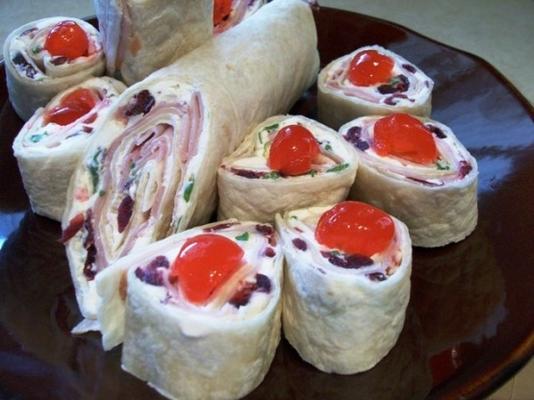 Cranberry ham en kaas hapjes (of wraps)