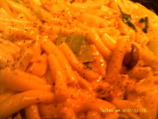 ziti met scherpe cheddar en champignons