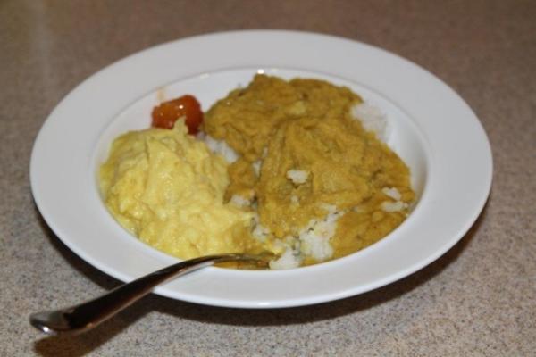 gecurryde zoete aardappelpuree