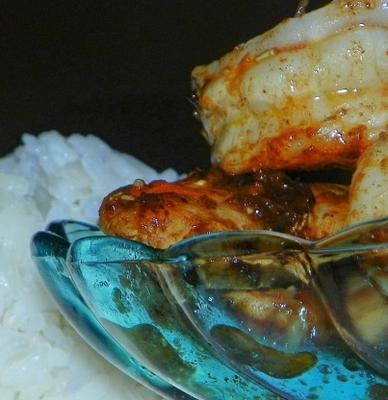 gepocheerde garnalen / garnalen met chili limoenen en suiker