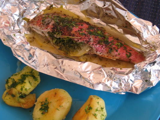 barbecue snapper met boter en citroen