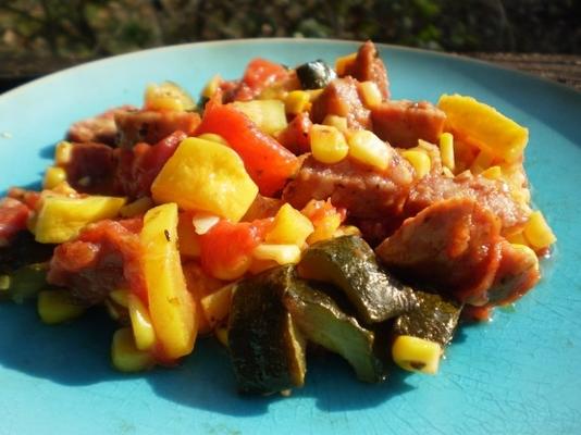 saucy squash skillet in de zomer