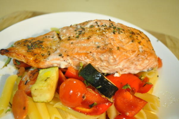 zalm met pasta