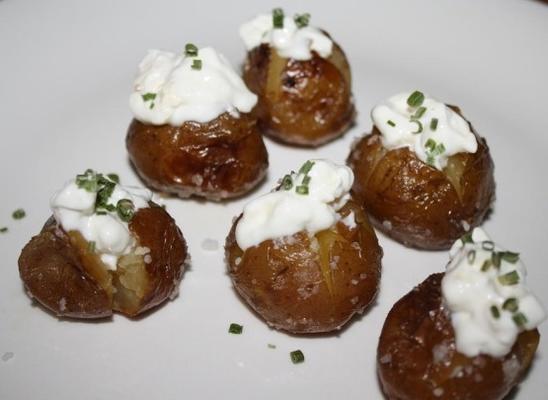 mini gebakken aardappelen met blauwe kaas