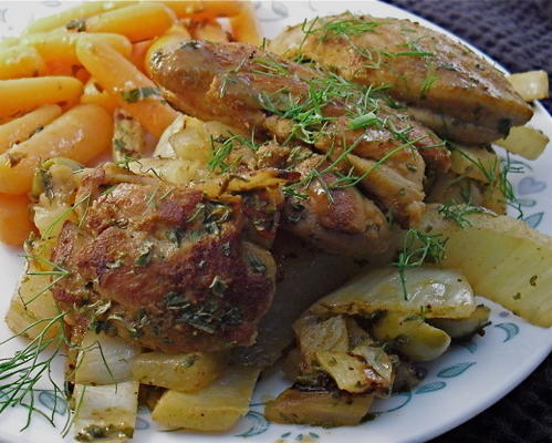 kip-tajine met venkel en olijven