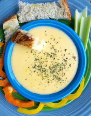 kindvriendelijke fondue-groeten, - smakelijk -