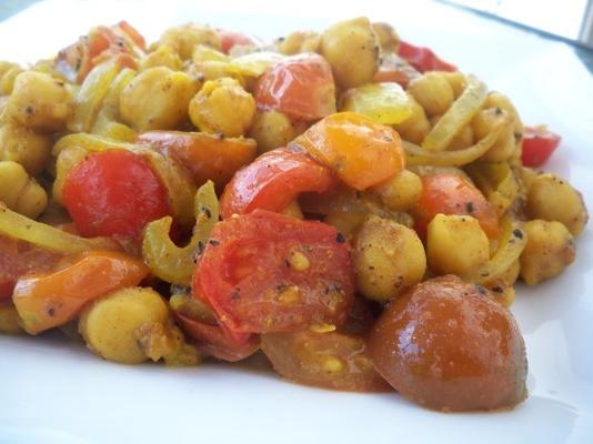 Bombay gekruide kikkererwten en tomaten