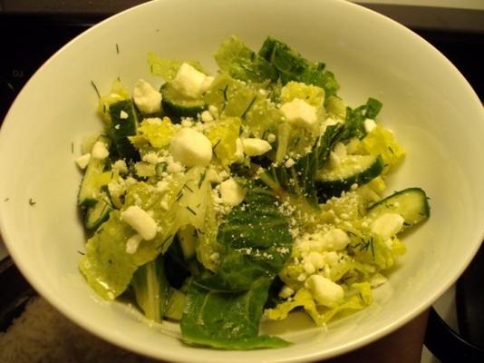 Griekse stijl Romaine salade met citroen en verse dille