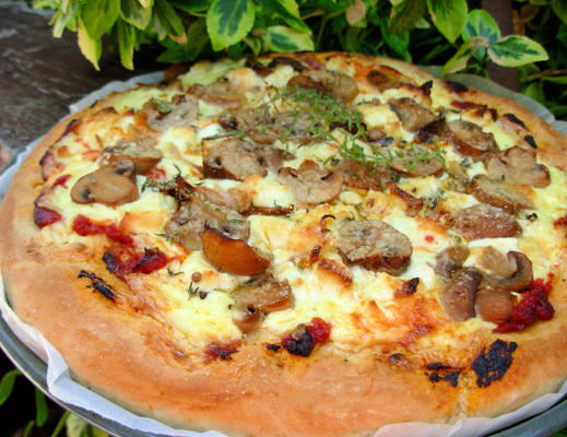 paddestoel-en-geitenkaas bechamel pizza