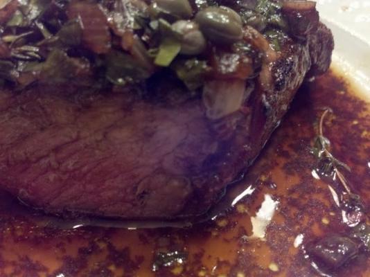rib-eye steaks met vinaigrette van balsamico-kappertjes