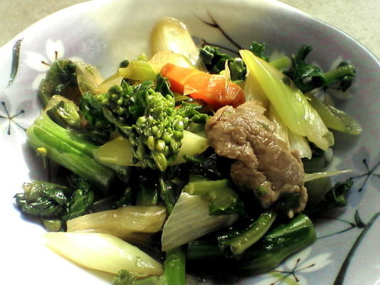 Japanse homestyle groene vege plus varkenskoteletten