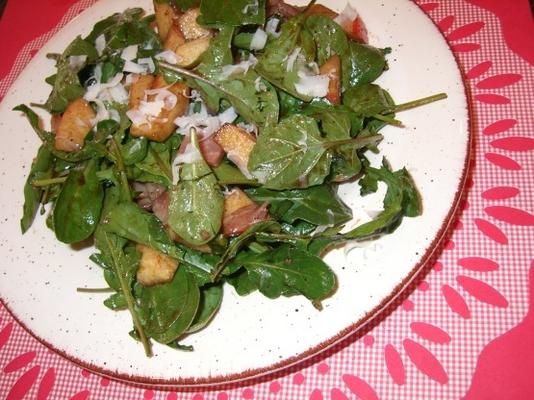 salade met honing, rucola en prosciutto