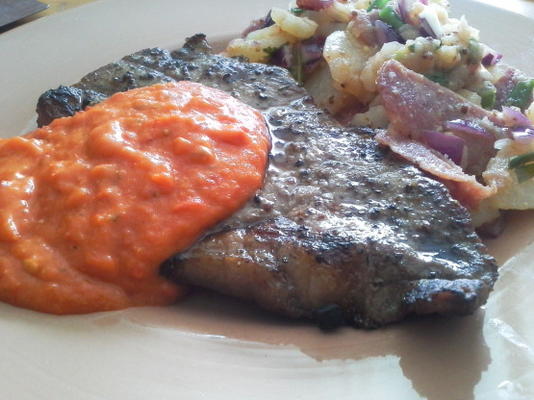 porterhouse steak met saus rouille