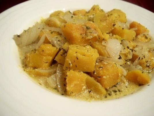 butternut squash gestoofd met slagroom en verse tijm